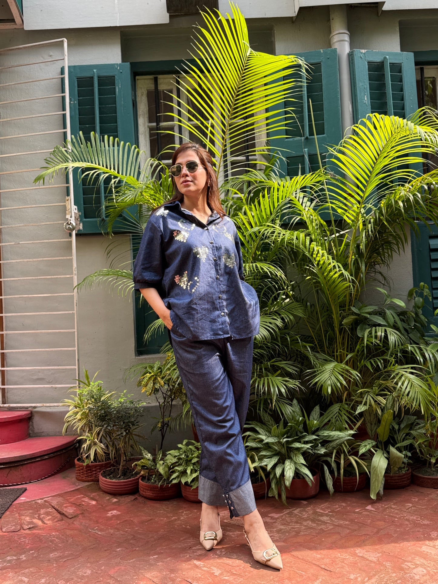 Denim Silver Heart Co-OrdSet