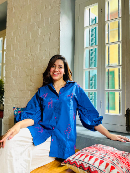Bright Blue Pearl Shirt