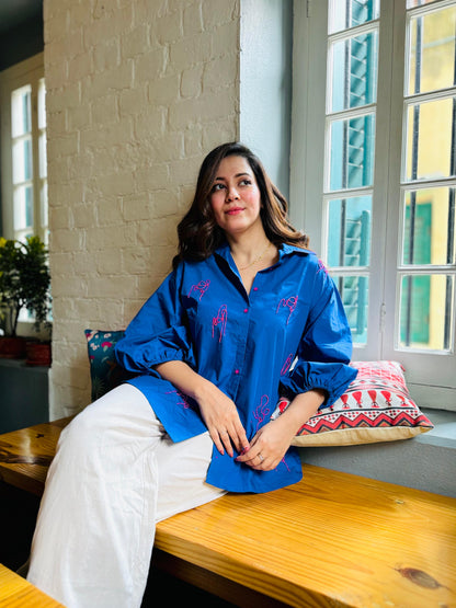 Bright Blue Pearl Shirt