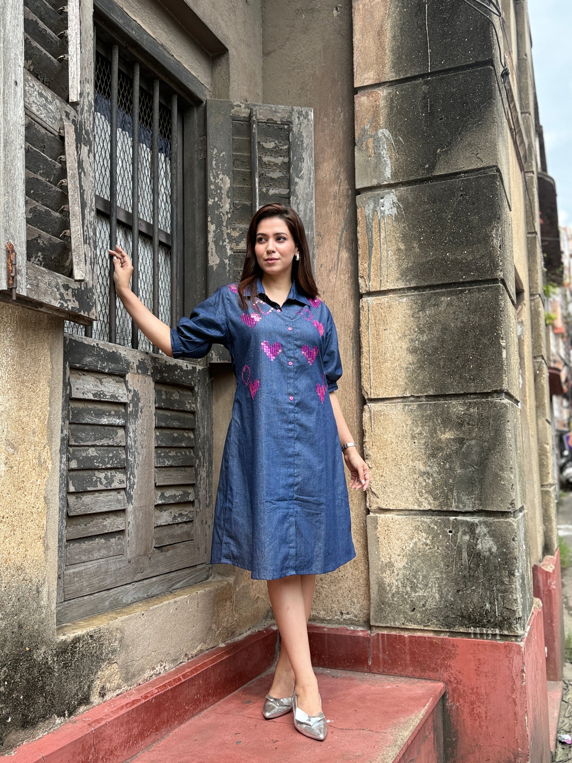 Denim Heart Dress – Vedamini