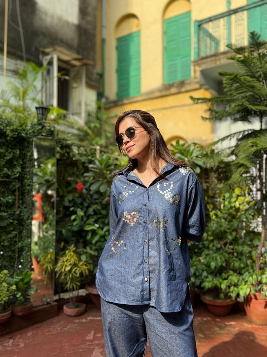 Denim Silver Heart Co-OrdSet