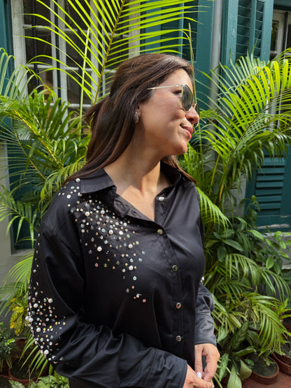 Black Soft Cotton Embelish Co-ordSet
