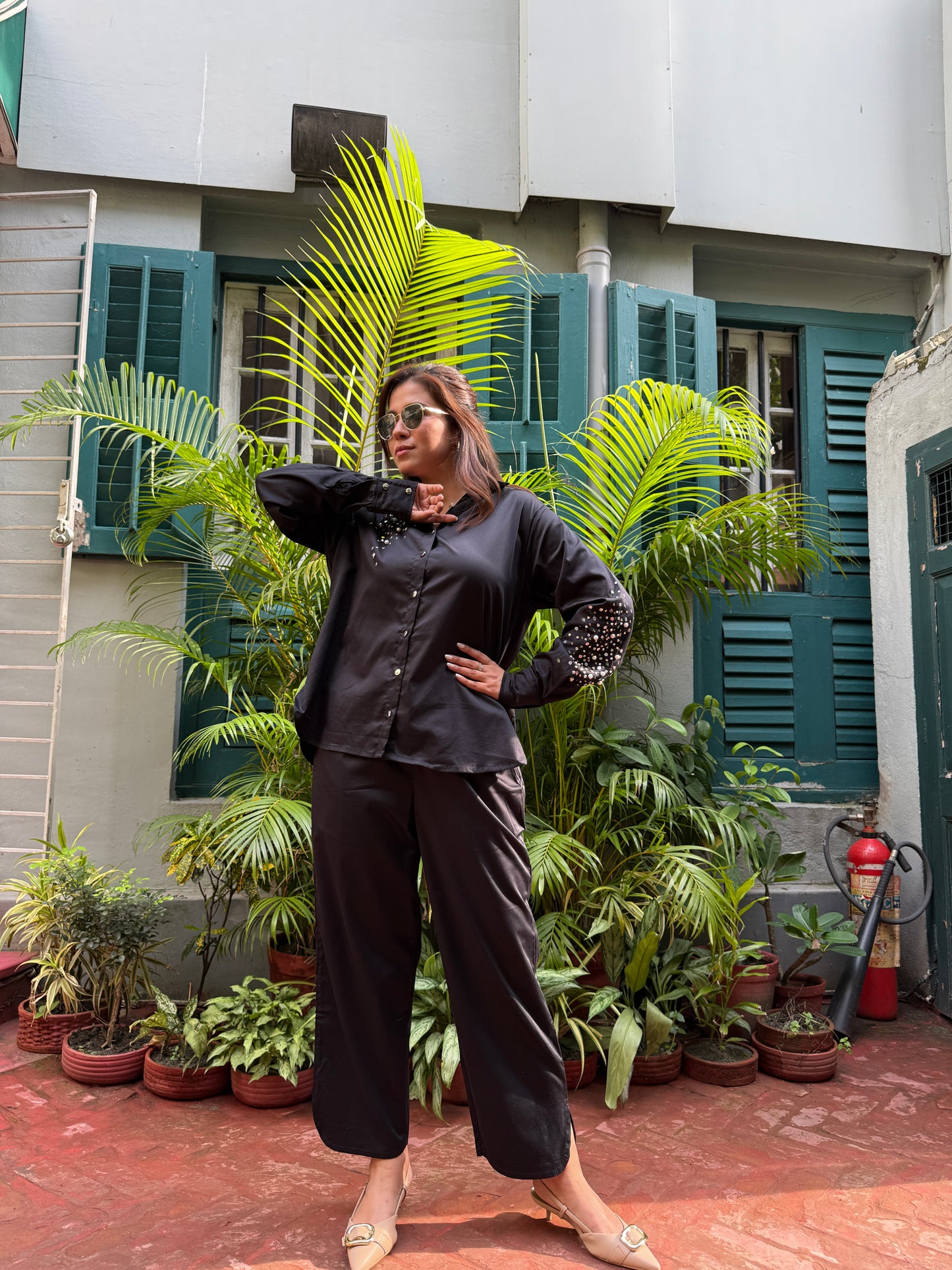 Black Soft Cotton Embelish Co-ordSet