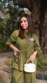 Olive Green Flower Co-ordset